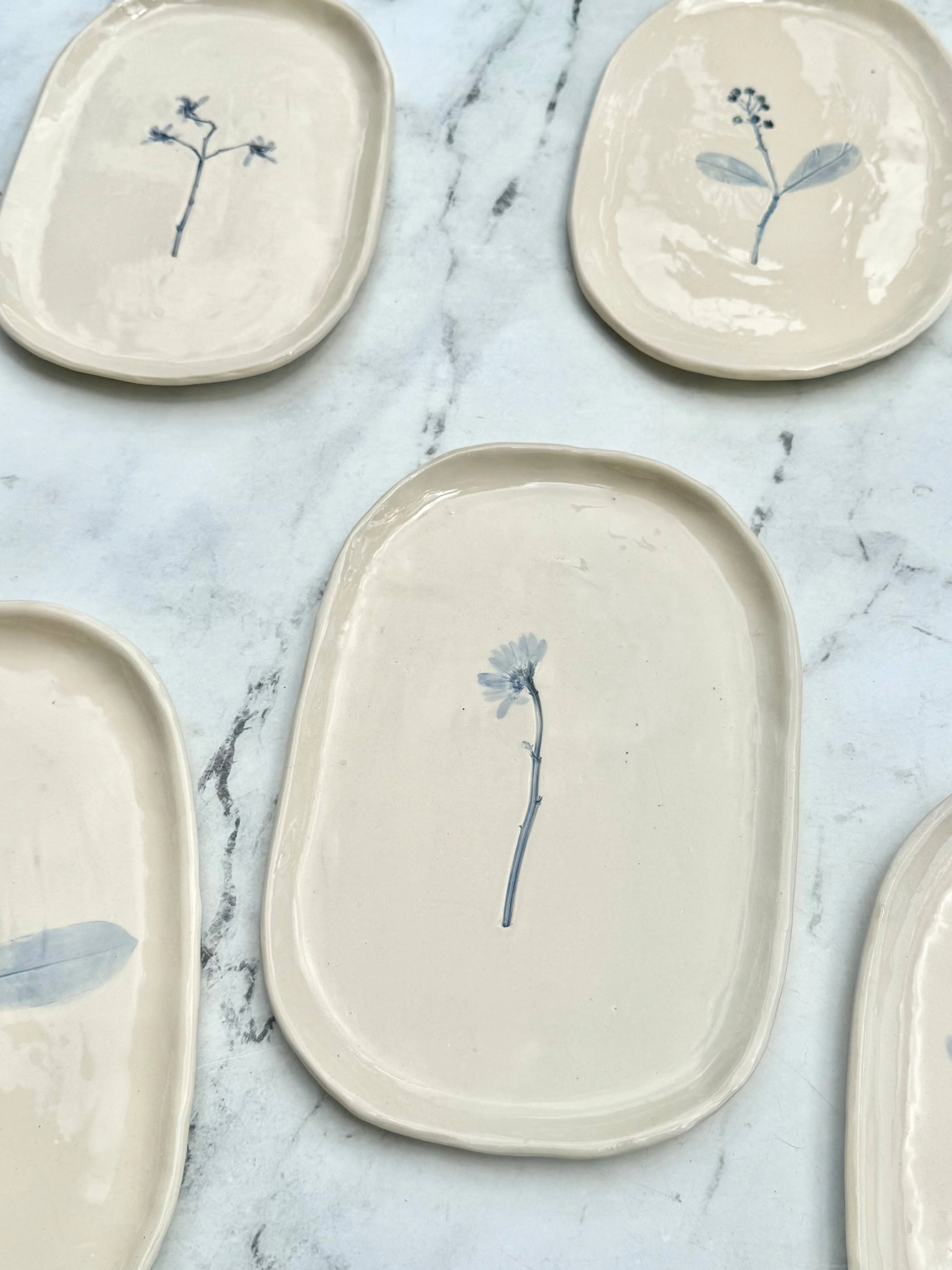 Hand-Painted Floral Tray, Blue - Image 4