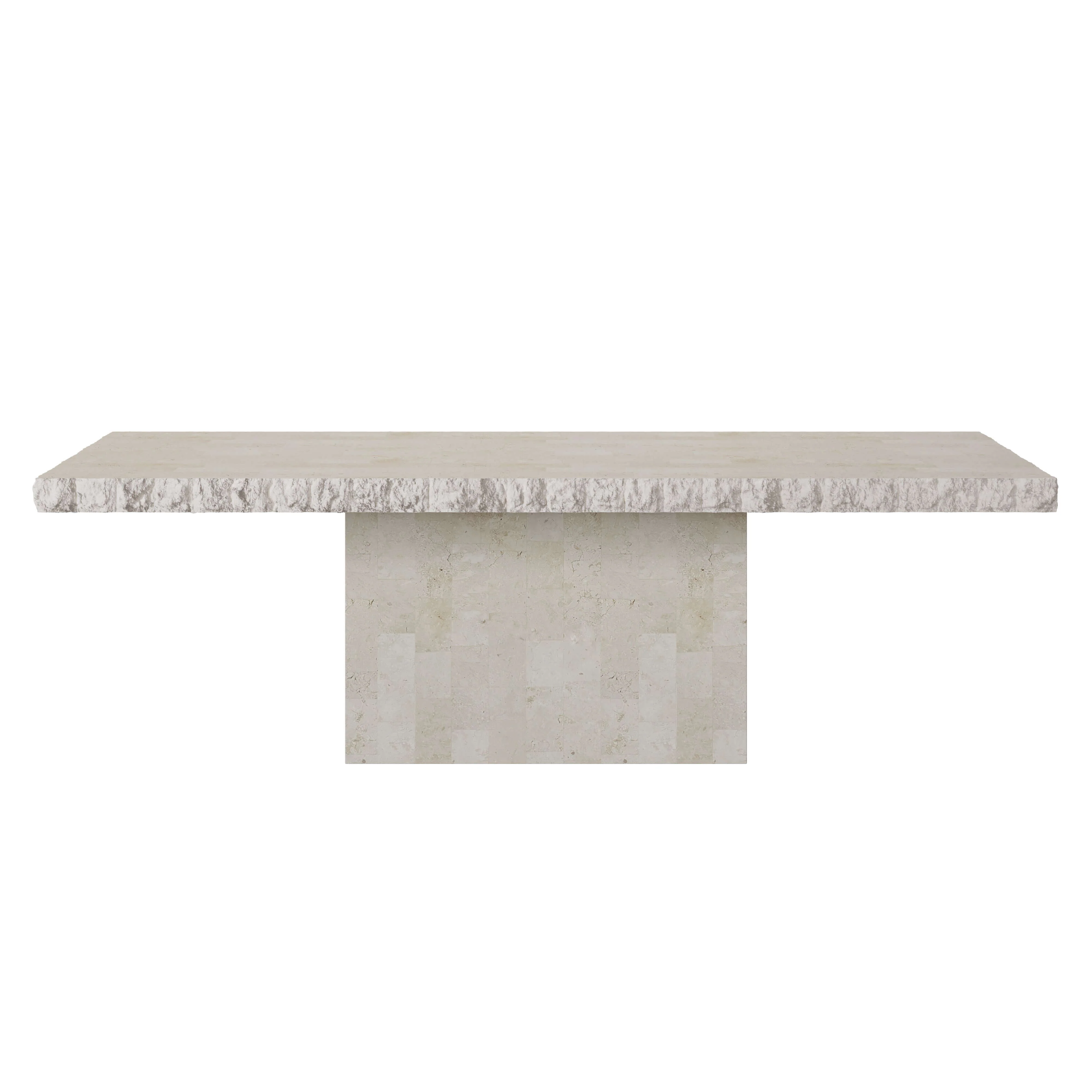 La Via Dining Table | 180cm | Natural White Fossil Stone - Image 6