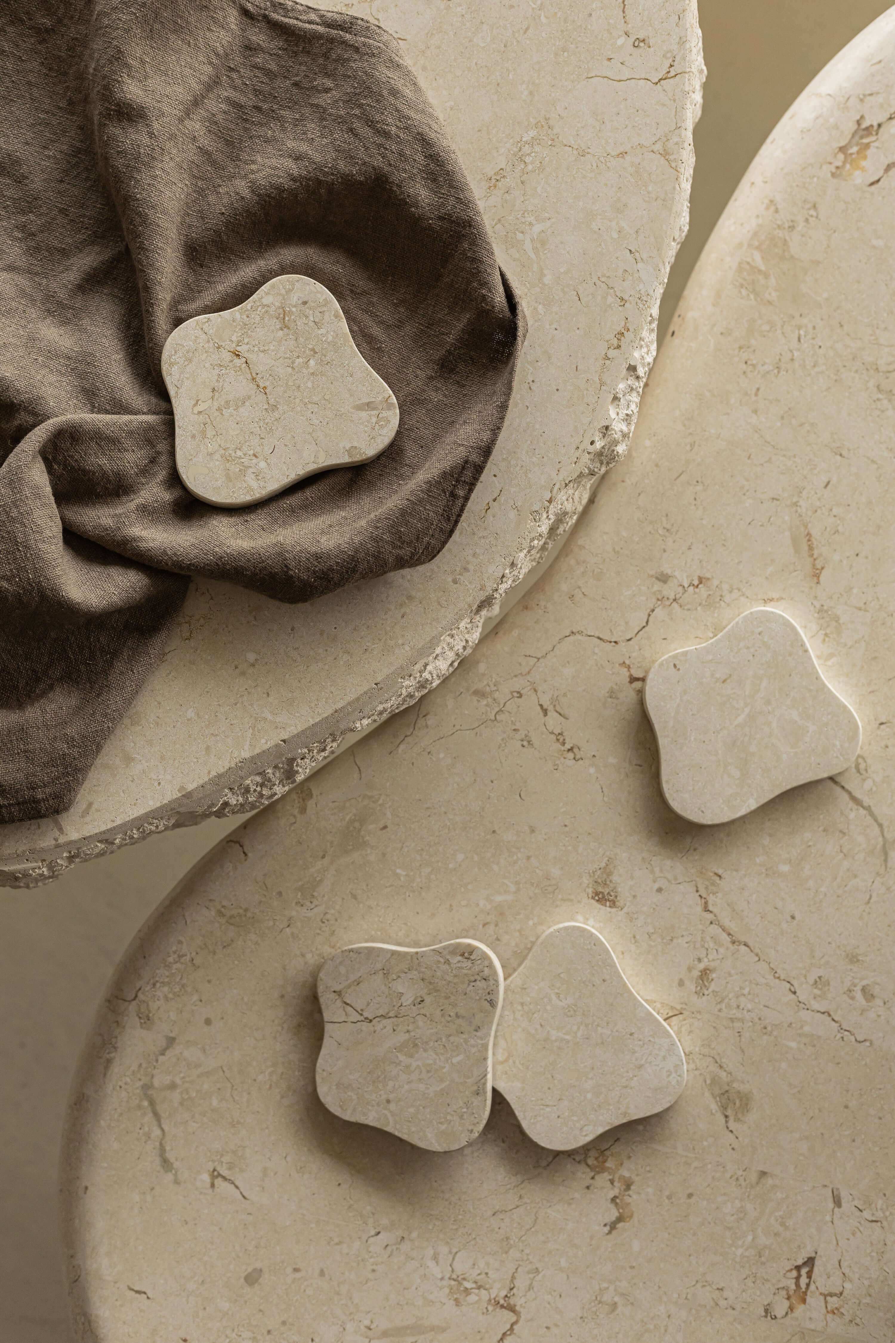 Natural White Stone Coasters - Set of 4 - Image 3