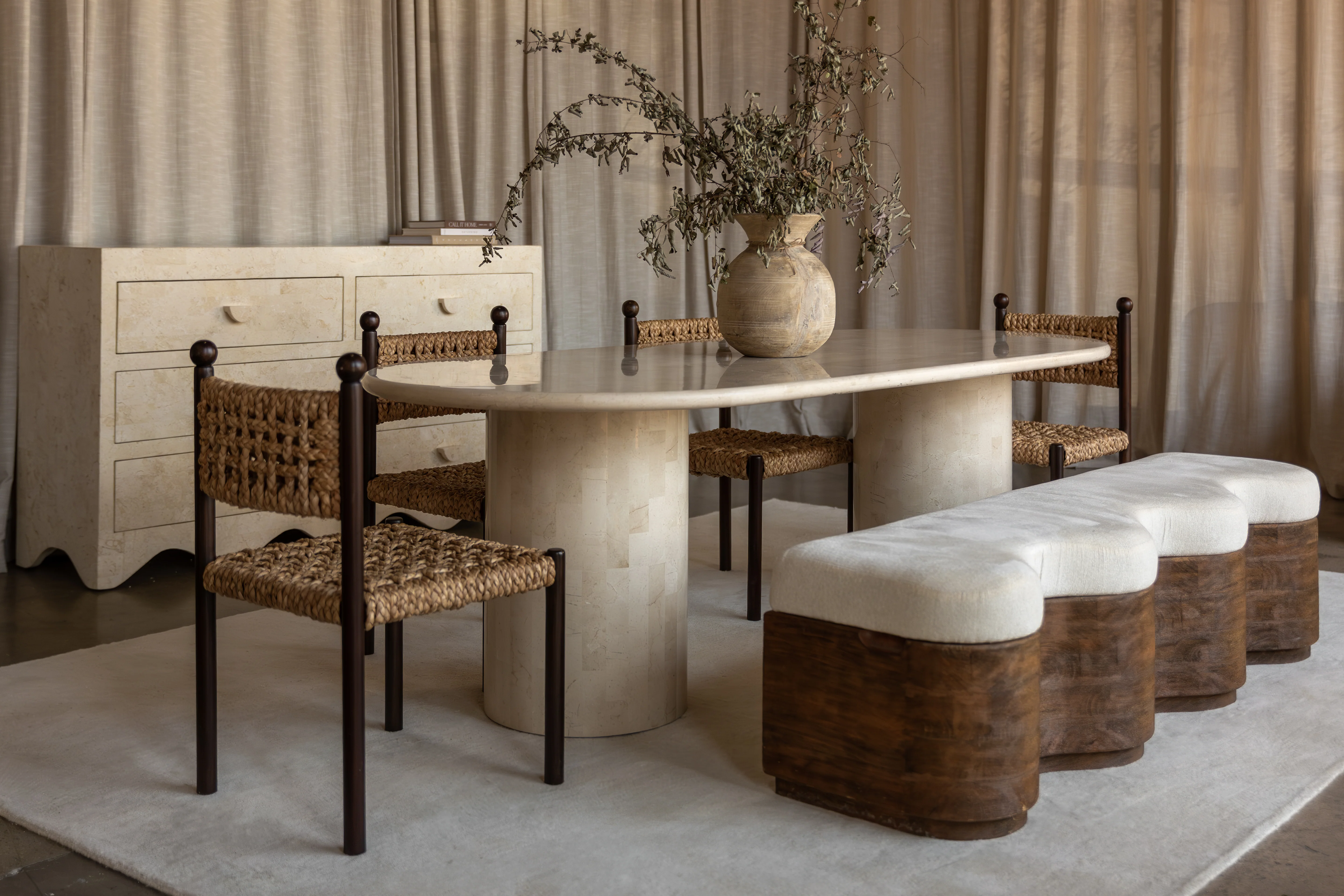 Paradis Oval Dining Table | 240cm | Spanish Beige Marble - Image 6